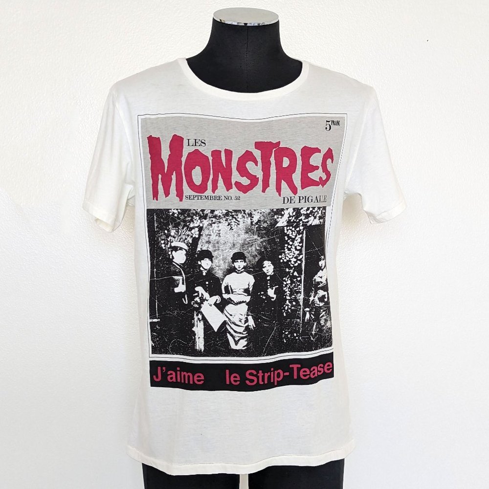 NWT Denim Junkie White Red Graphic Print Cotton T-Shirt